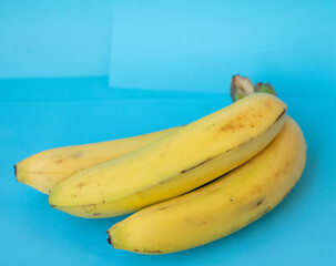 bananas on blue background, food concept