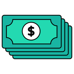 A flat design icon of banknote