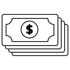A linear design icon of banknote