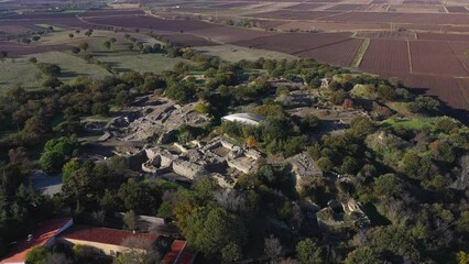 Ruins of the ancient city of Troy. Turkey, Canakkale. Aerovideo