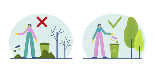 
good and bad
ecology garbage sorting social poster on the theme of garbage in parks