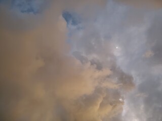 Sunset moon and clouds