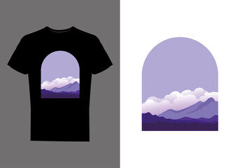 Abstract hill sky track stylish vector t-shirt design sample template