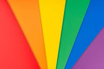 Obraz premium LGBT Rainbow flag background. Group of colored cardboard. Gay pride flag