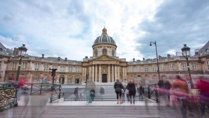 Institute de France in Paris from Pont des Arts timelapse hyperlapse