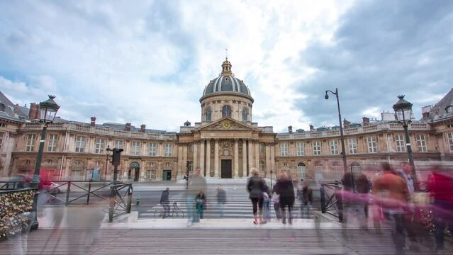 Institute de France in Paris from Pont des Arts timelapse hyperlapse