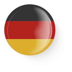 Round flag of Germany. Pin button. Pin brooch icon, sticker.