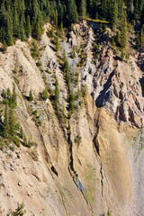 view of the mountainside with the aftermath of a landslide