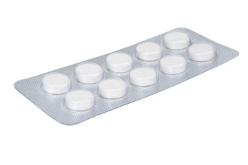 Medical pills in blister isolated on the white background