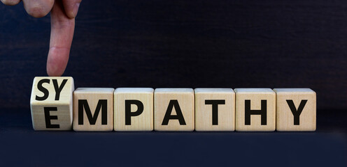 Sympathy or empathy symbol. Turned wooden cubes and changed the concept word Empathy to Sympathy....