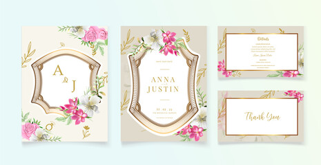 wedding invitation card template floral premium