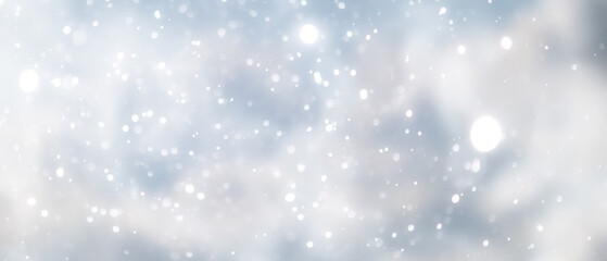 blue snowfall bokeh background, abstract snowflake background on blurred abstract blue