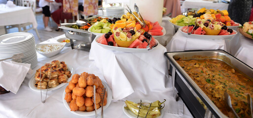 catering food, cuisine, gourmet party concept