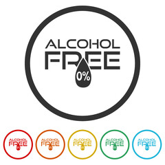 Alcohol free icon. Set icons colorful