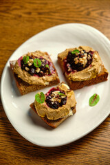 homemade meat pate on toasted crusty bread.