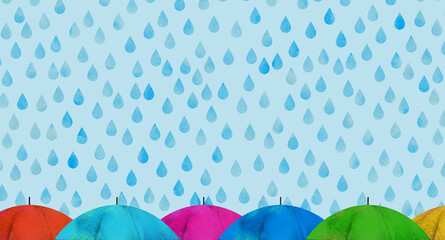 雨の日のカラフルな傘 3 - obrazy, fototapety, plakaty