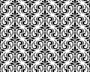 Flower geometric pattern. Seamless vector background. White and black ornament. Ornament for fabric, wallpaper, packaging. Decorative print