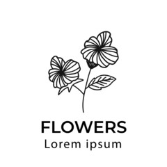 Flower brand identity isolated on white background. Simple logo