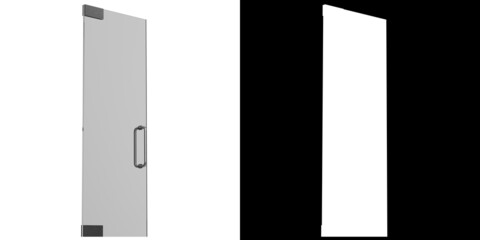 3D rendering illustration of a frameless single glass door