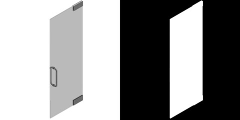 3D rendering illustration of a frameless single glass door