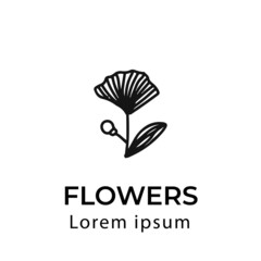 Flower brand identity isolated on white background. Simple logo