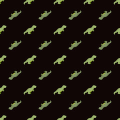 Seamless pattern cute T-Rex dino. Background of funny dinosaurs in doodle style. © Purple_Lamp