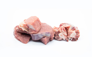 beef meat and Raw meat with bone isolate on white background,