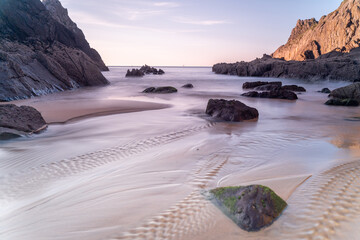 sunset in the beach of Laga, basque country