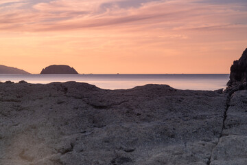 sunset in the beach of Laga, basque country