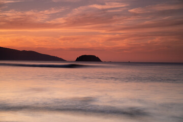Naklejka na ściany i meble sunset in the beach of Laga, basque country