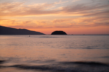 sunset in the beach of Laga, basque country