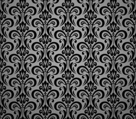 Flower geometric pattern. Seamless vector background. Black and gray ornament. Ornament for fabric, wallpaper, packaging. Decorative print