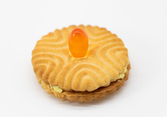 yellow biscuit isolated on white background