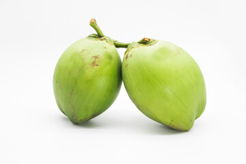 two green coconut isolate on white background