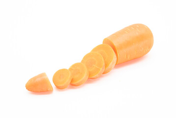 Carrot slice isolated on white background, clipping path, full depth of field