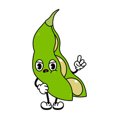Cute angry sad beans character. Vector hand drawn traditional cartoon vintage, retro, kawaii character illustration icon. Isolated on white background. Angry beans character concept