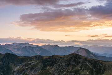 Beautiful sunset in the Pyrenees Mountains.
