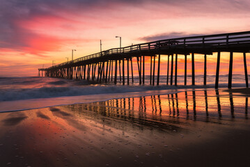 Morning light over fishing pier along North Carolina's Outer Banks