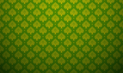 Luxury Thai pattern green and gold theme background vector illustration. Lai Thai element pattern.