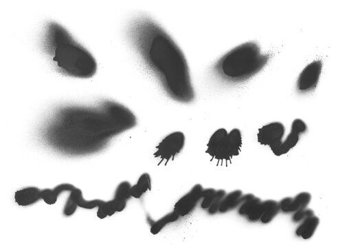 Set black spray stain, blot paint isolated on white 