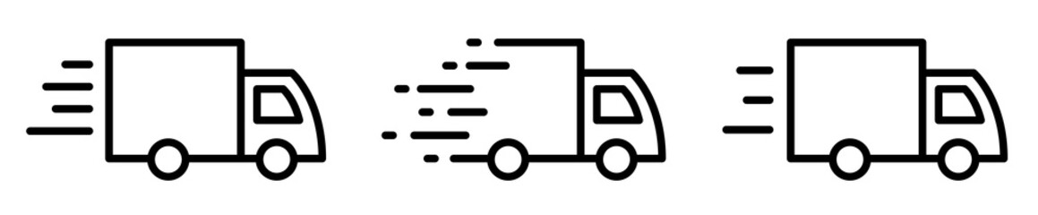 Fast delivery truck icons set. Delivery truck line symbol for apps and websites. Isolated. Vector illustration