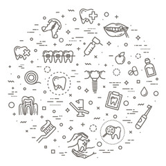 Outline illustration Medicine. Banner