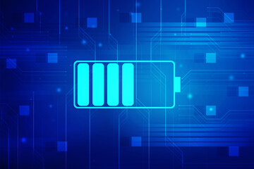 Fototapeta premium 2d rendering Electrical energy and power supply source concept, accumulator battery with charging level indicator