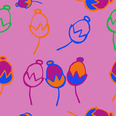 Seamless stylized colored bud. Hand drawn.