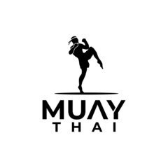 Obraz premium Boxing Muay Thai fighter club logo design