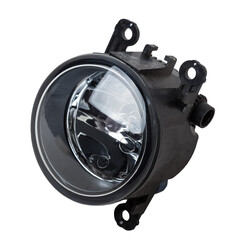Spare part for sale at auto-parsing or car body repair in service on a white isolated background - a fog lamps, after an accident and damage