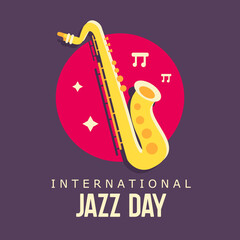 Vector illustration of saxophone and music icon. International Jazz Day celebration background, banner, or poster.