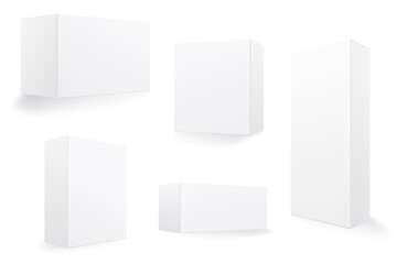 Blank Box set Isolated on white background. 3d illustration.