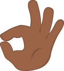 Vector illustration of a cartoon brown hand doing an ok or perfect gesture