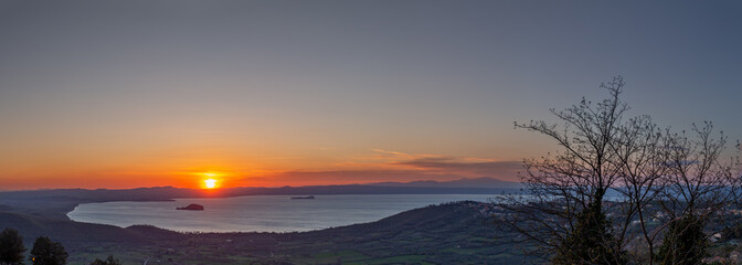 Fototapeta na wymiar Beautiful panoramic sunset overlooking Lake Bolsena ,Lazio ,Italy,Umbria,
